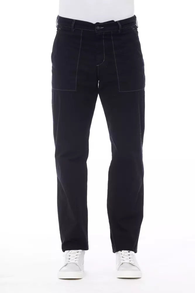 Alpha Studio Blue Cotton Men Pant - ClickThatClicks 