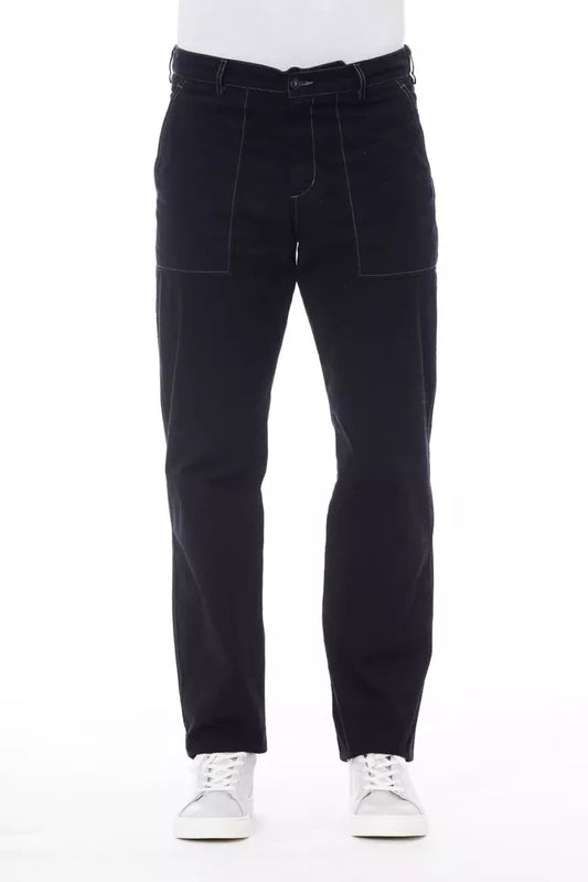 Alpha Studio Blue Cotton Men Pant - ClickThatClicks 