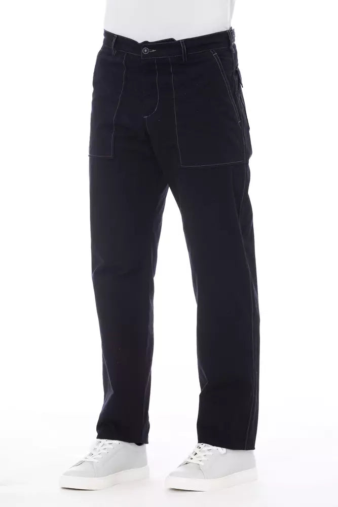 Alpha Studio Blue Cotton Men Pant - ClickThatClicks 