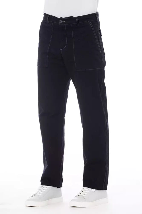 Alpha Studio Blue Cotton Men Pant - ClickThatClicks 