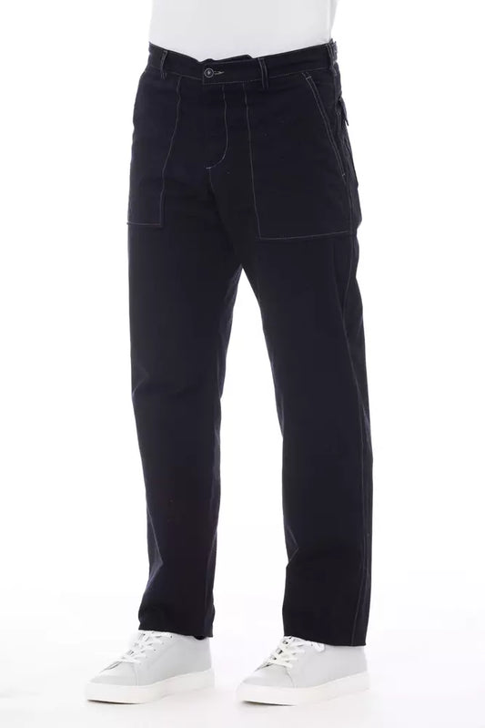 Alpha Studio Blue Cotton Men Pant - ClickThatClicks 