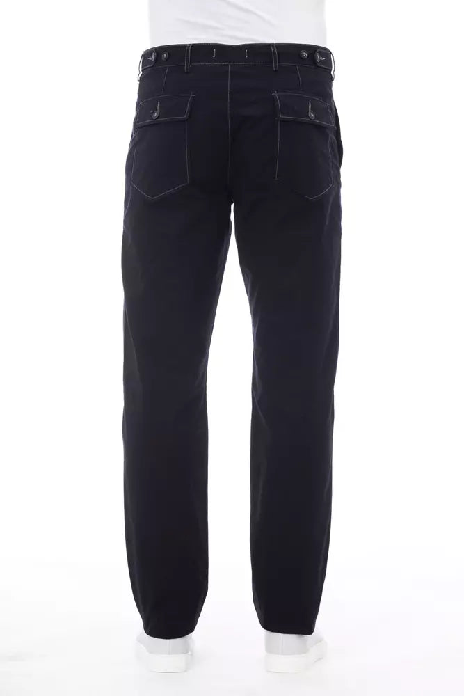 Alpha Studio Blue Cotton Men Pant - ClickThatClicks 