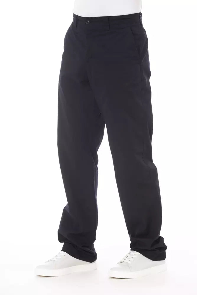 Alpha Studio Blue Cotton Men Pant - ClickThatClicks 