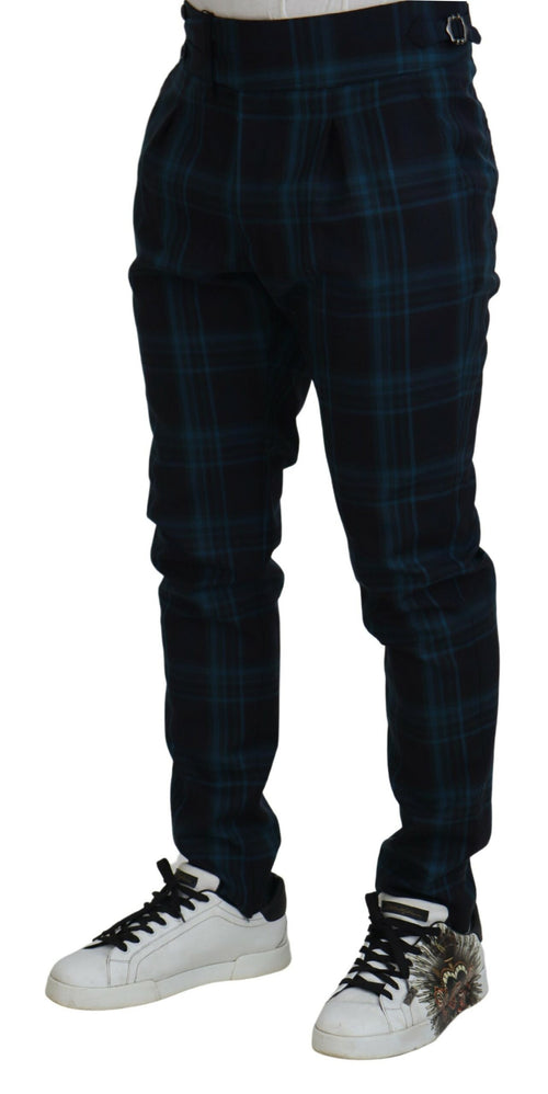 Dolce & Gabbana Blue Purple Plaid Wool Trousers Pants - ClickThatClicks 