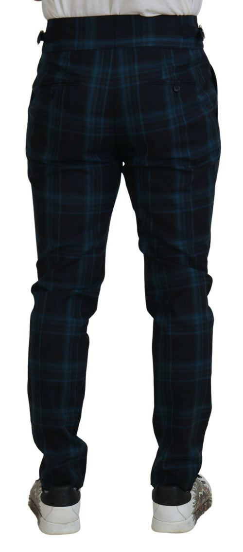 Dolce & Gabbana Blue Purple Plaid Wool Trousers Pants - ClickThatClicks 