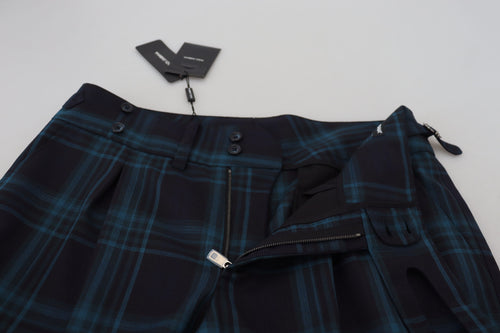 Dolce & Gabbana Blue Purple Plaid Wool Trousers Pants - ClickThatClicks 