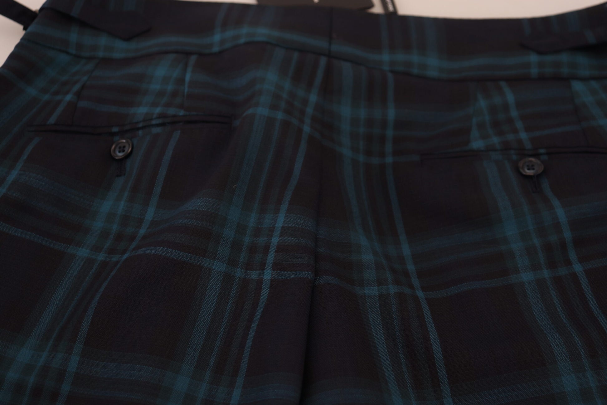 Dolce & Gabbana Blue Purple Plaid Wool Trousers Pants - ClickThatClicks 