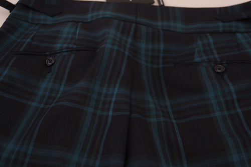 Dolce & Gabbana Blue Purple Plaid Wool Trousers Pants - ClickThatClicks 