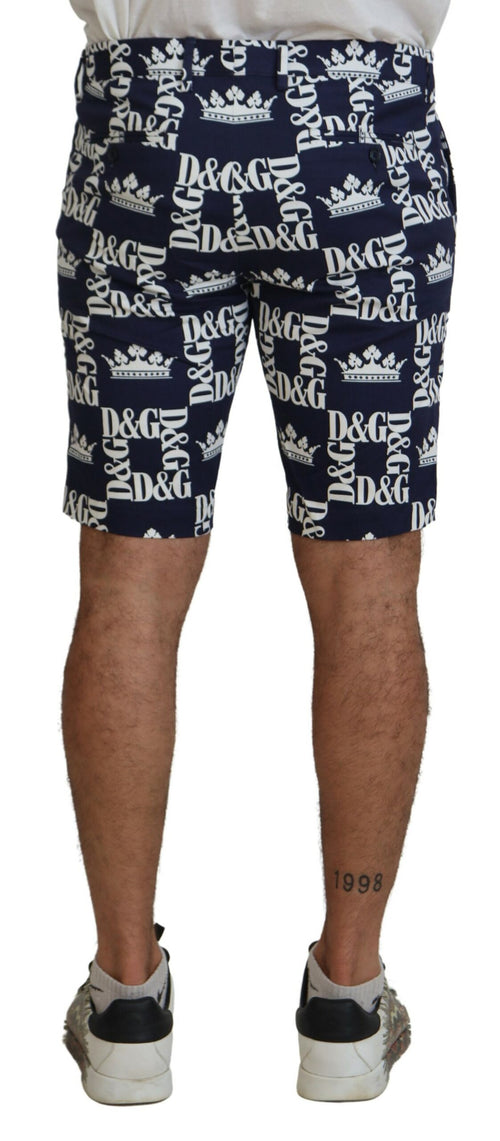 Dolce & Gabbana Blue Logo Print Cotton Chinos Shorts - ClickThatClicks 