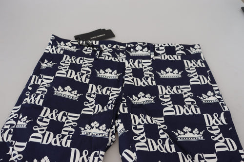 Dolce & Gabbana Blue Logo Print Cotton Chinos Shorts - ClickThatClicks 