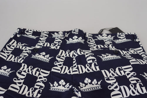 Dolce & Gabbana Blue Logo Print Cotton Chinos Shorts - ClickThatClicks 