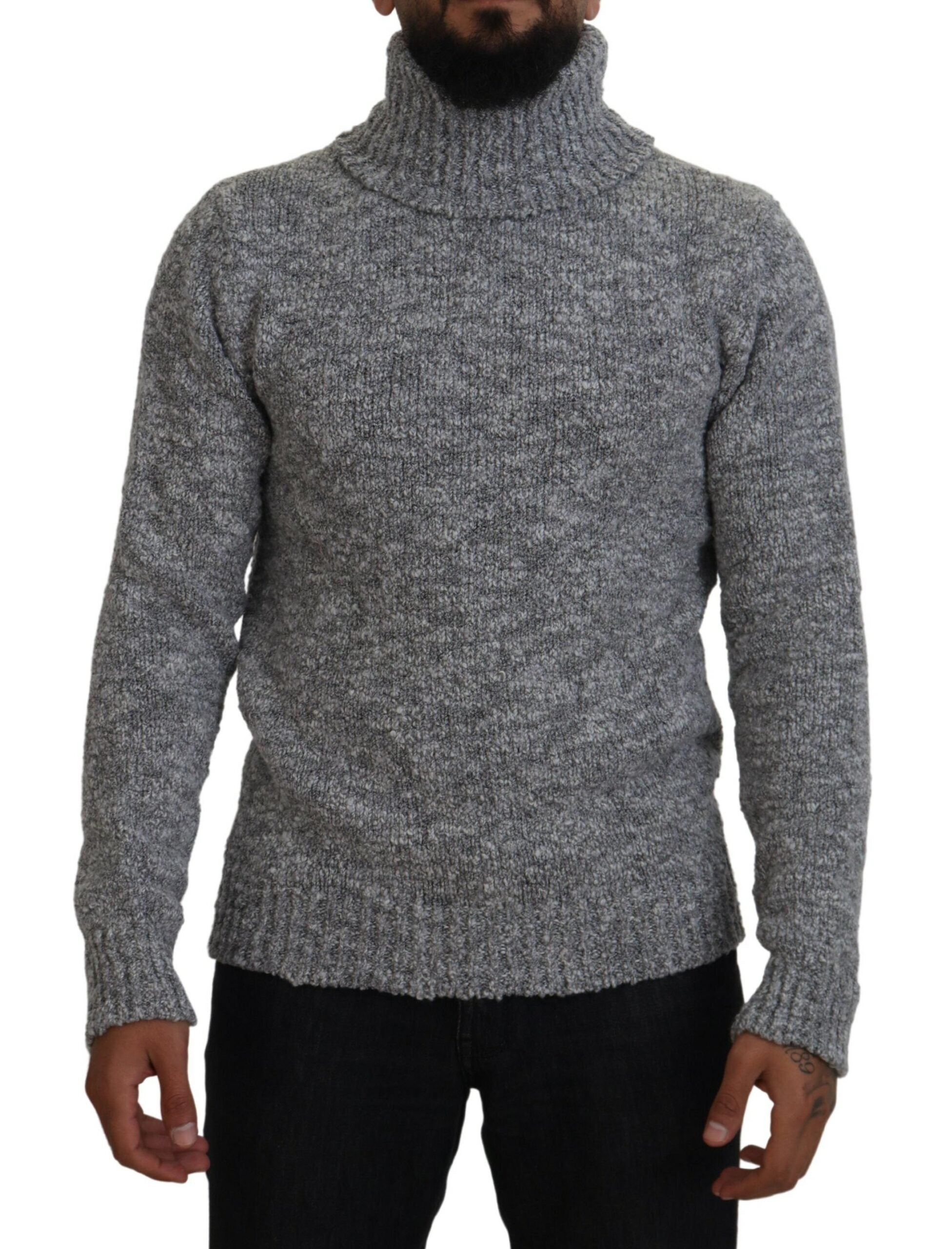Dolce & Gabbana Gray Wool Knit Turtleneck Pullover Sweater - ClickThatClicks 
