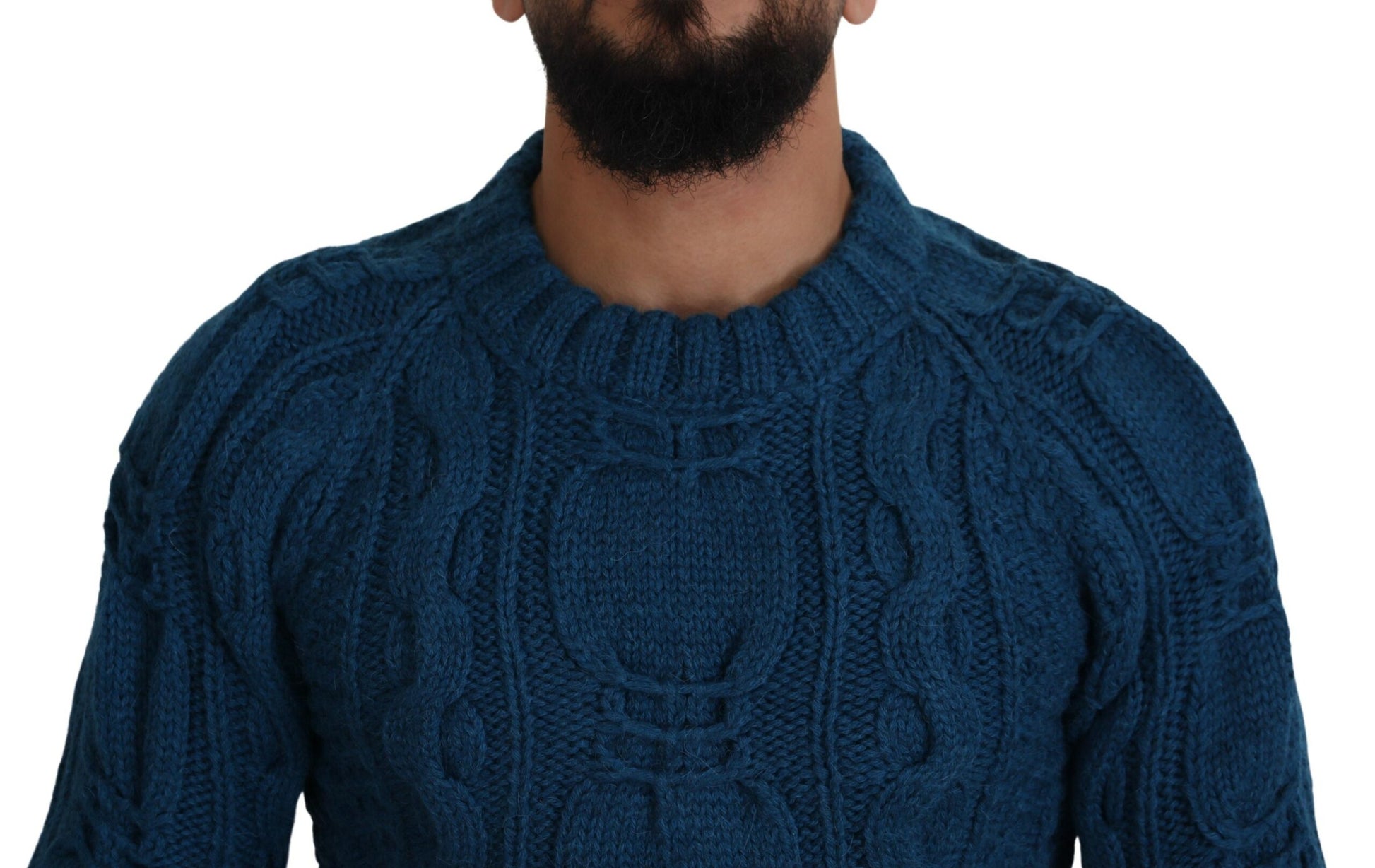 Dolce & Gabbana Blue Knitted Wool Alpaca Pullover Sweater - ClickThatClicks 