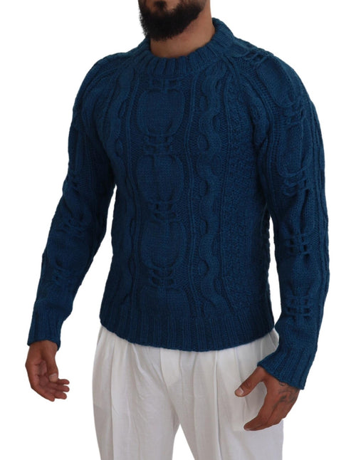 Dolce & Gabbana Blue Knitted Wool Alpaca Pullover Sweater - ClickThatClicks 