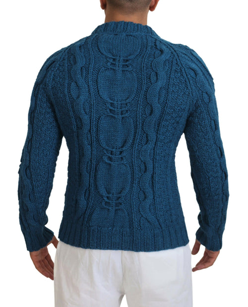 Dolce & Gabbana Blue Knitted Wool Alpaca Pullover Sweater - ClickThatClicks 