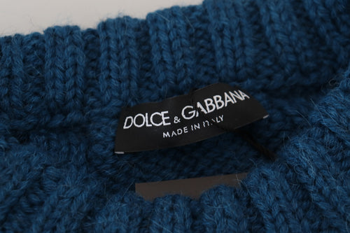 Dolce & Gabbana Blue Knitted Wool Alpaca Pullover Sweater - ClickThatClicks 