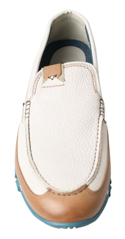 Dolce & Gabbana White Leather Loafers Moccasins Shoes - ClickThatClicks 