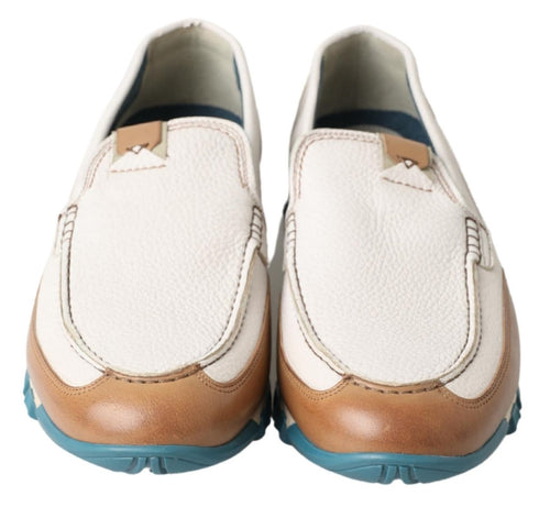 Dolce & Gabbana White Leather Loafers Moccasins Shoes - ClickThatClicks 
