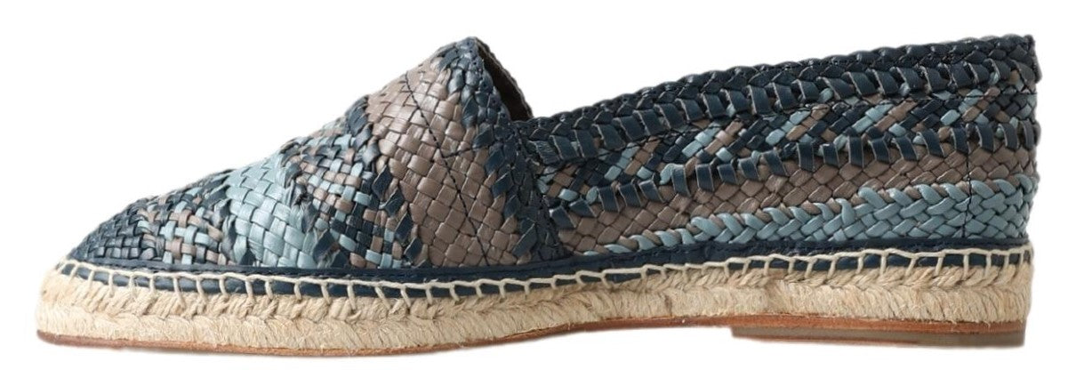 Dolce & Gabbana Blue Gray Leather Buffalo Espadrille Shoes - ClickThatClicks 