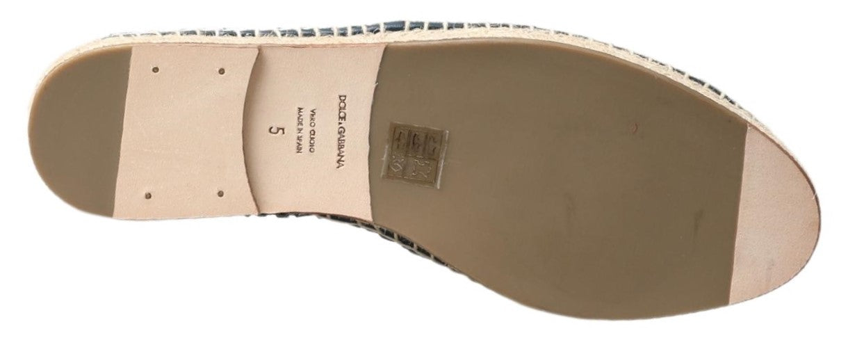Dolce & Gabbana Blue Gray Leather Buffalo Espadrille Shoes - ClickThatClicks 