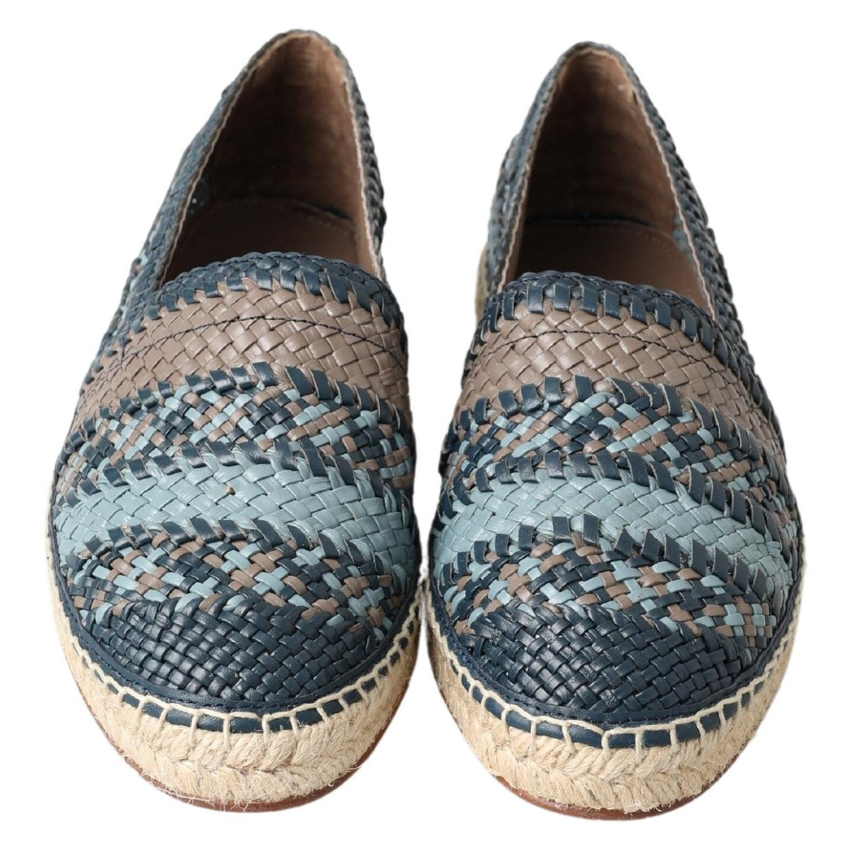 Dolce & Gabbana Blue Gray Leather Buffalo Espadrille Shoes - ClickThatClicks 