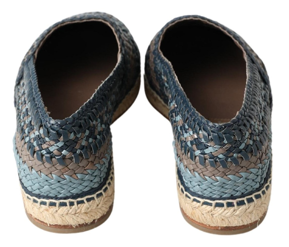 Dolce & Gabbana Blue Gray Leather Buffalo Espadrille Shoes - ClickThatClicks 