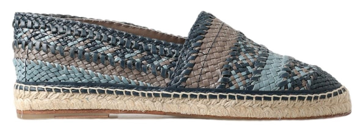 Dolce & Gabbana Blue Gray Leather Buffalo Espadrille Shoes - ClickThatClicks 