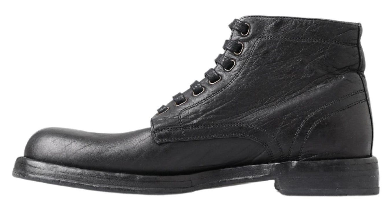Dolce & Gabbana Black Horse Leather Perugino Boots - ClickThatClicks 