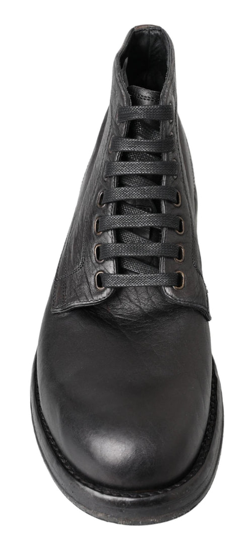 Dolce & Gabbana Black Horse Leather Perugino Boots - ClickThatClicks 