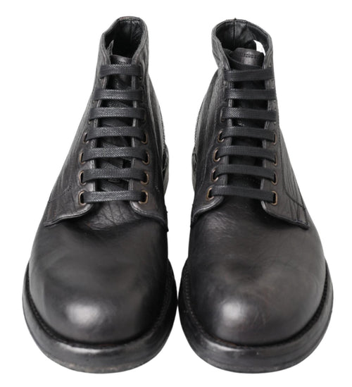 Dolce & Gabbana Black Horse Leather Perugino Boots - ClickThatClicks 