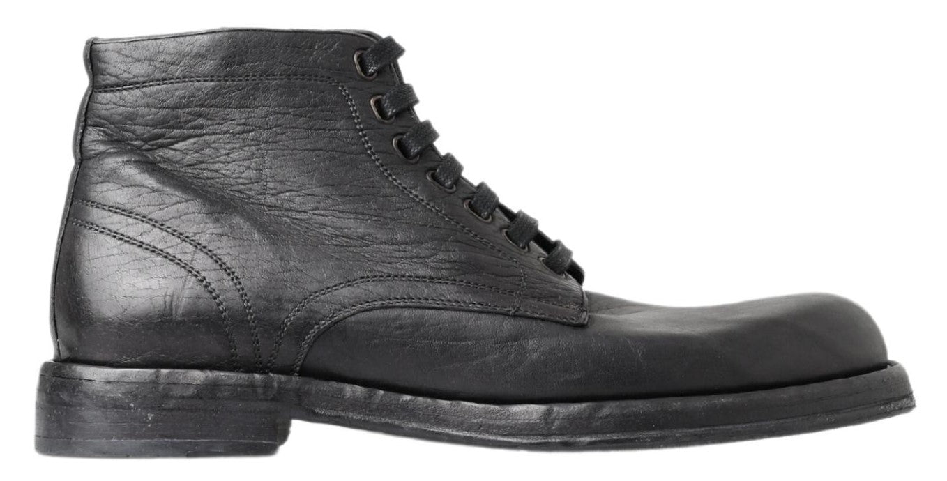 Dolce & Gabbana Black Horse Leather Perugino Boots - ClickThatClicks 