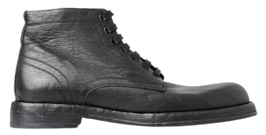 Dolce & Gabbana Black Horse Leather Perugino Boots - ClickThatClicks 