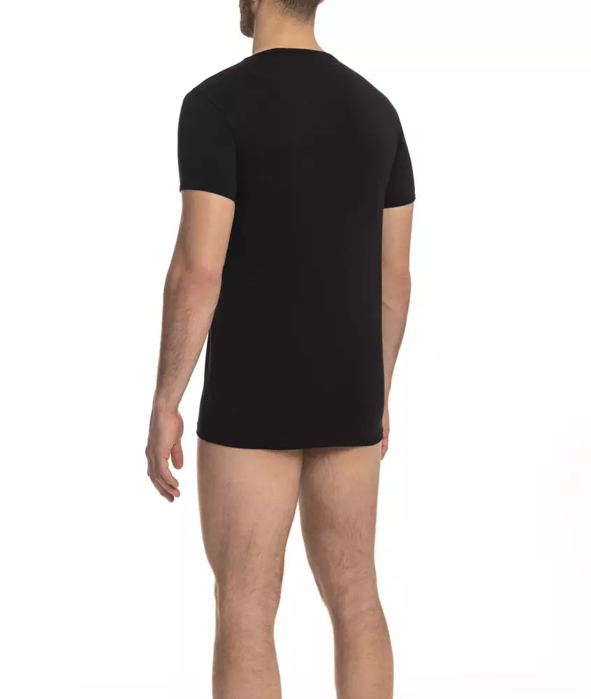 Cavalli Class Black Cotton Men T-Shirt - ClickThatClicks 