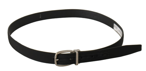 Dolce & Gabbana Black Calf Canvas Silver Tone Logo Metal Belt - ClickThatClicks 