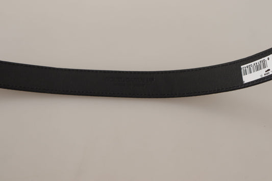 Dolce & Gabbana Black Calf Canvas Silver Tone Logo Metal Belt - ClickThatClicks 