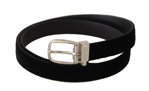 Dolce & Gabbana Black Casual Velvet Silver Tone Metal Buckle Belt - ClickThatClicks 