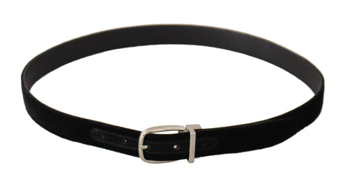 Dolce & Gabbana Black Casual Velvet Silver Tone Metal Buckle Belt - ClickThatClicks 