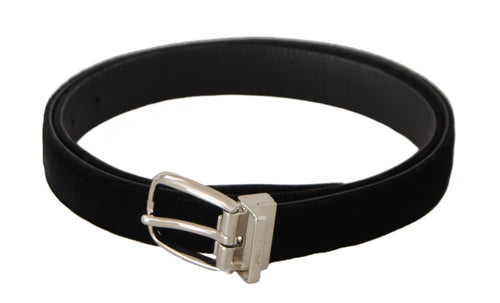 Dolce & Gabbana Black Casual Velvet Silver Tone Metal Buckle Belt - ClickThatClicks 