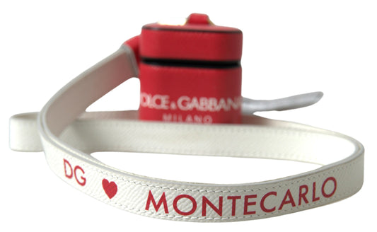 Dolce & Gabbana Red Leather Gold Tone Metal Logo Print Airpods Case - ClickThatClicks 