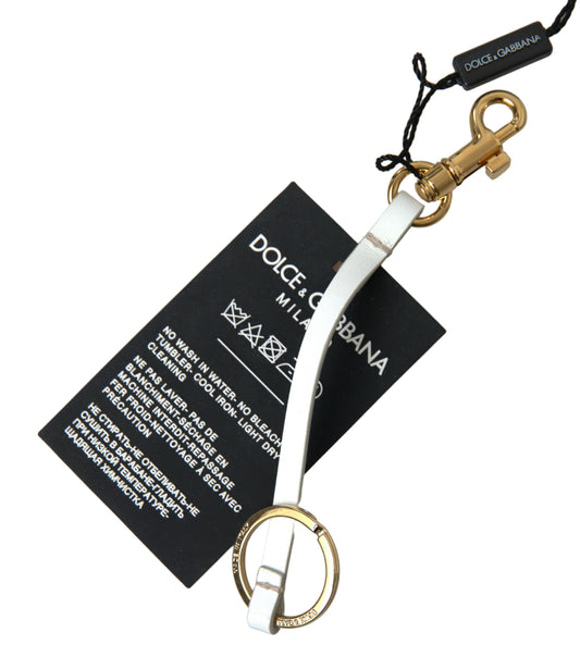 Dolce & Gabbana Black Silicone DG Logo Gold Brass Keychain - ClickThatClicks 