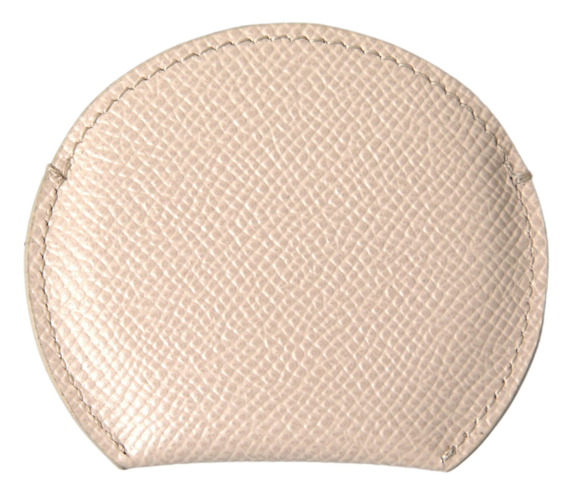 Dolce & Gabbana Beige Calfskin Leather Round Logo Hand Mirror Holder - ClickThatClicks 