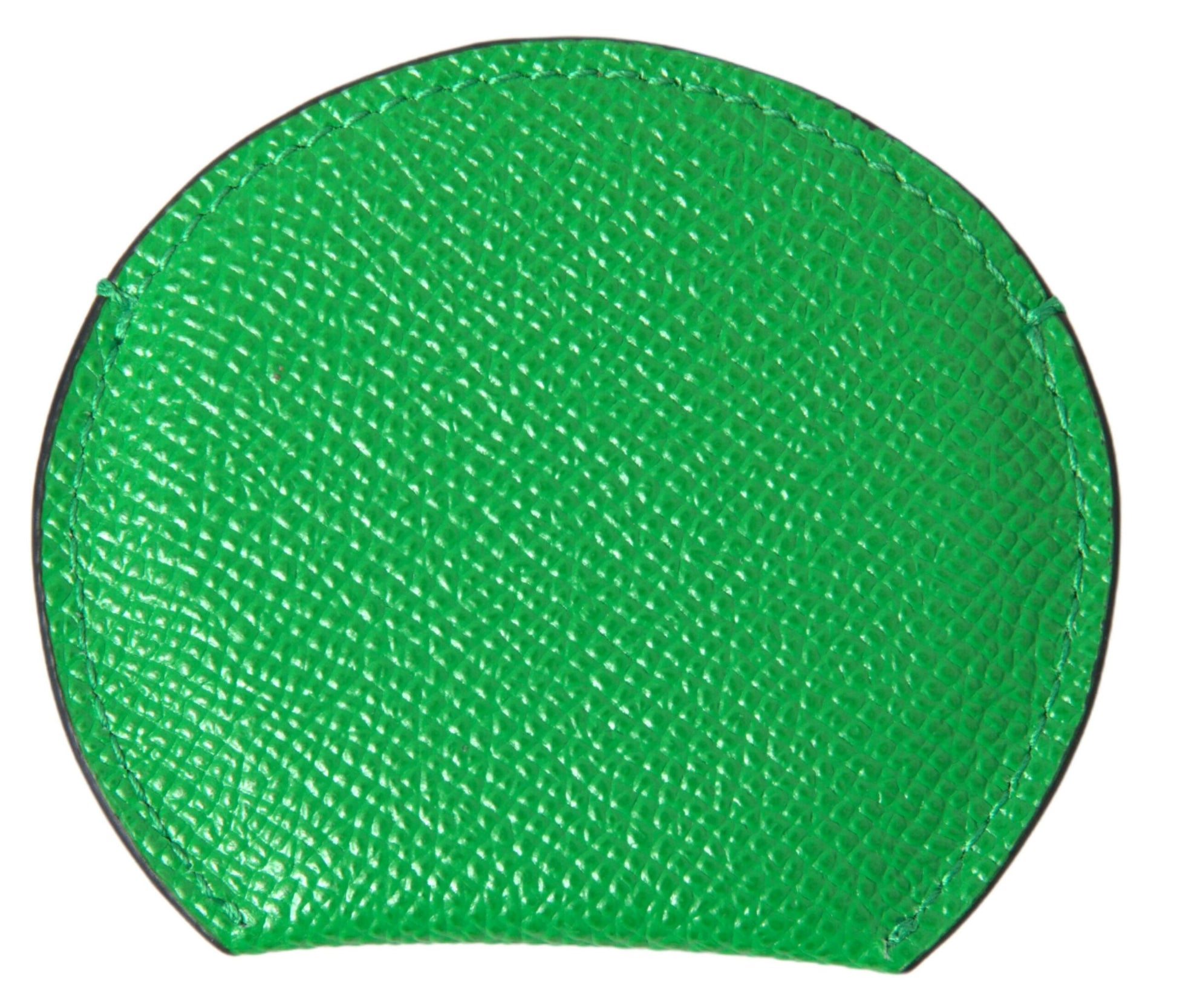 Dolce & Gabbana Green Calfskin Leather Round Logo Hand Mirror Holder - ClickThatClicks 