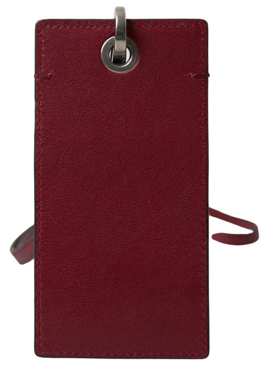 Dolce & Gabbana Red Leather Lanyard Logo Slim Card Holder Men Wallet - ClickThatClicks 