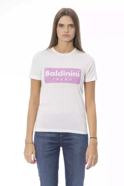 Baldinini Trend White Cotton Women T-Shirt - ClickThatClicks 