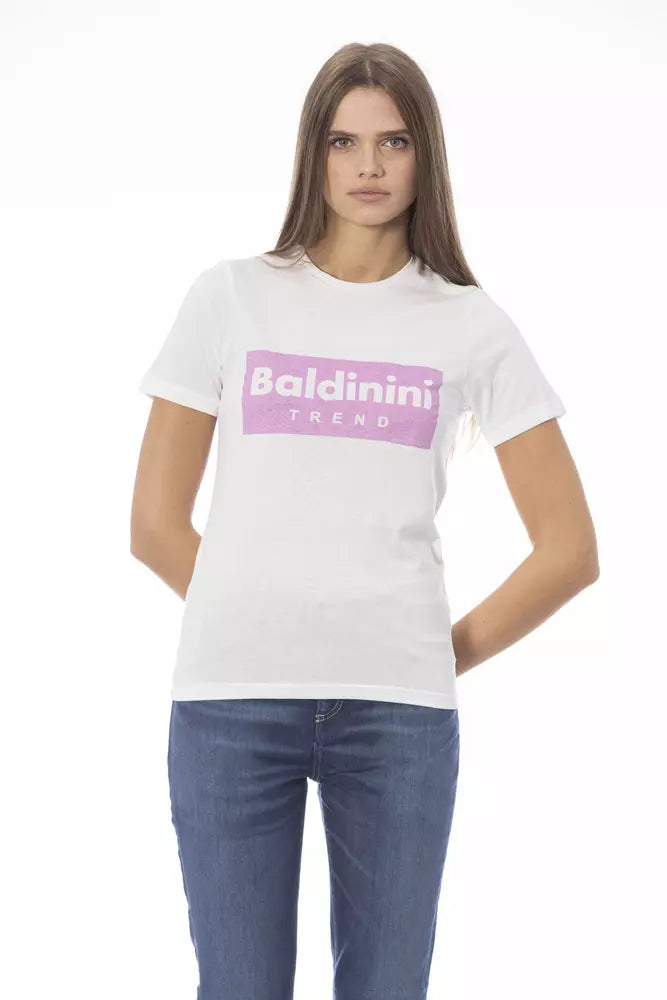 Baldinini Trend White Cotton Women T-Shirt - ClickThatClicks 