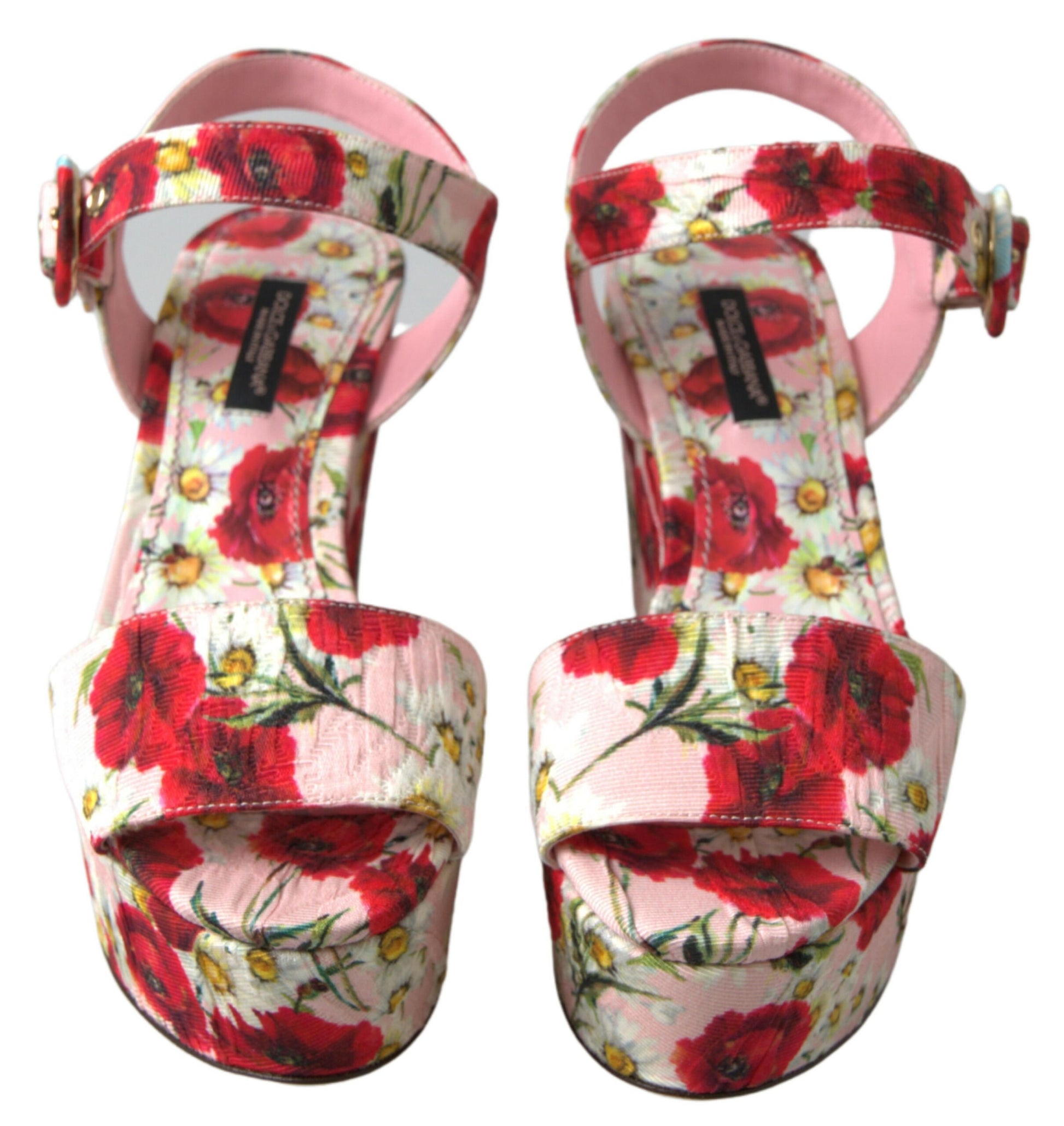 Dolce & Gabbana Multicolor floral print Wedges Floral Ankle Strap Sandals - ClickThatClicks 