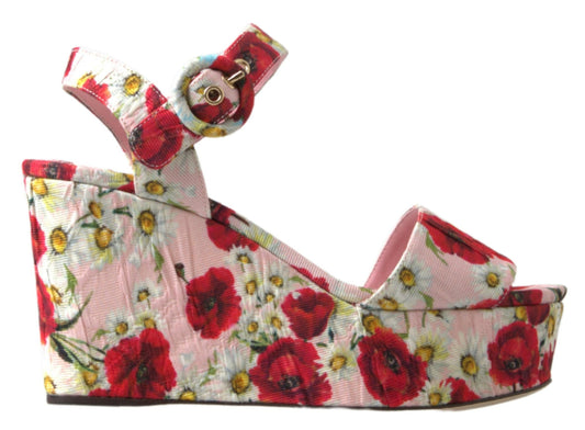 Dolce & Gabbana Multicolor floral print Wedges Floral Ankle Strap Sandals - ClickThatClicks 