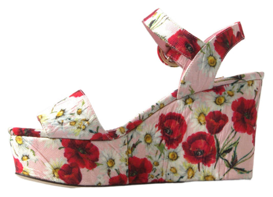Dolce & Gabbana Multicolor floral print Wedges Floral Ankle Strap Sandals - ClickThatClicks 