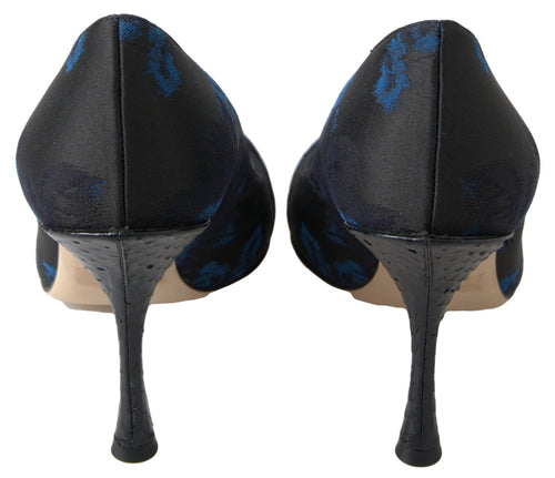 Dolce & Gabbana Blue Floral Ayers Crystal Pumps Shoes - ClickThatClicks 
