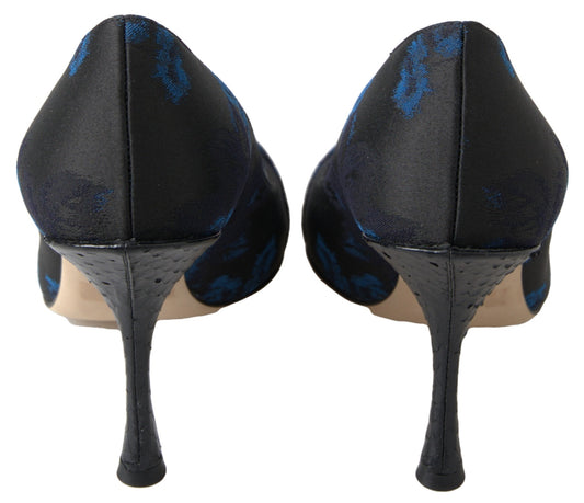 Dolce & Gabbana Blue Floral Ayers Crystal Pumps Shoes - ClickThatClicks 